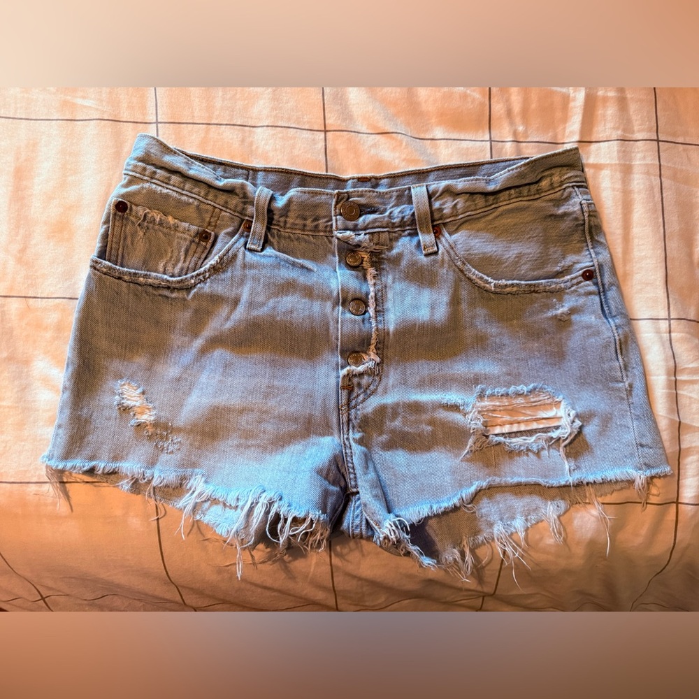 Levi's Light Blue Denim Shorts with Brown Patch